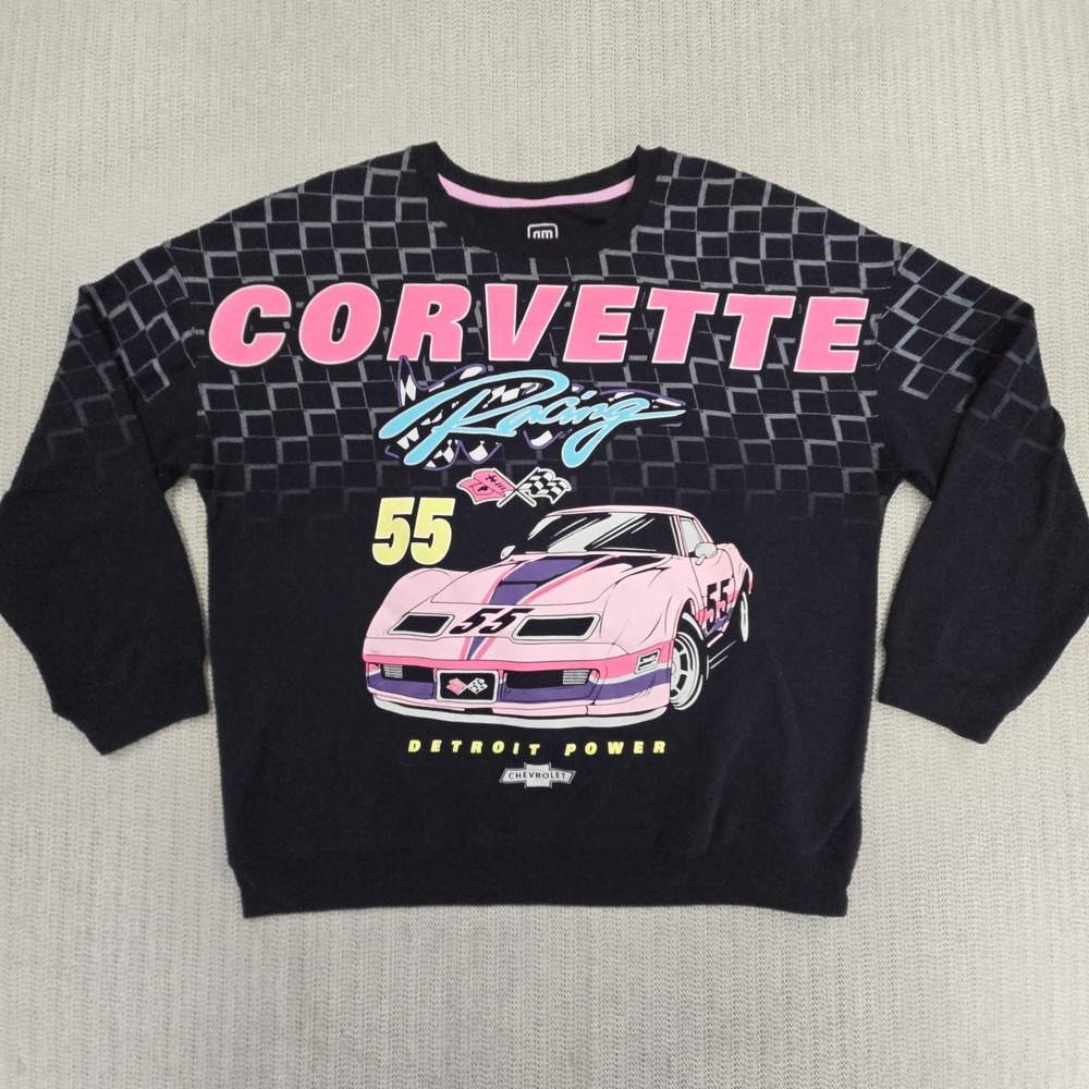 Hybrid Apparel Sweatshirt Mens Large Black GM Corvette Racing Graphic Fleece‎